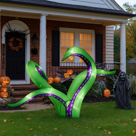 2 Pack Halloween Inflatable Octopus Tentacles Outdoor Decorations, Blow Up Hanging Decoration With Built-in LED Lights, Striking Window Decor For Halloween Party Outdoor Yard Garden Lawn Decor